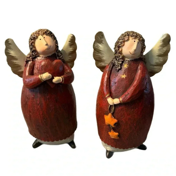 Other - Set Of 2 Vintage 90s Christmas Holiday Charming Angel Figurines New In Box 6”